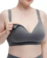 MOMCOZY MEDVILNINĖ MAITINIMO LIEMENĖLĖ DIDESNEI KRŪTINEI BUSTY, PILKA, XL