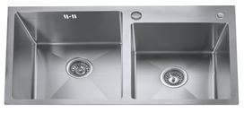 Nerūdijančio plieno plautuvė S8446H Satin 1.0mm su sifonu