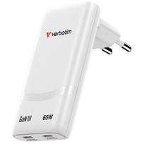 Verbatim Fold n Go Charger GaN 65W 2xUSB-C PD 3.0 PPS