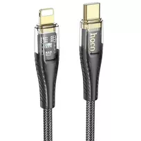 Hoco U121 data transfer and charging cable | USB-C to Lightning | PD | 27W | 1.2m | black, transparent