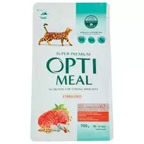 Sausas pašaras OPTIMEAL sterilizuotoms katėms su jautiena ir sorgais OPTIMEAL , 700g