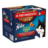 Felix Sensations Pouches Jelly konservai katėms su sardinėmis, lašiša, jūrų lydeka ir upėtakiais, 24 x 85 g