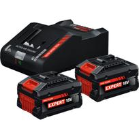 EXPERT Starter-Set 18V, 2x EXBA 18V-80 + Ladegerät EXAL18V-160 (schwarz, 2x Li-Ionen Akku 8Ah, AMPShare Alliance)