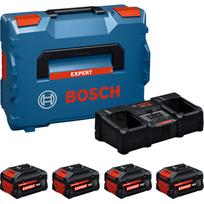 EXPERT Starter-Set 18V, 2x EXBA 18V-80/-55 + Ladegerät EXAL18V2-320 (schwarz, 2x Li-Ionen Akku 5,5Ah, 2x Li-Ionen Akku 8Ah, L-BOXX, AMPShare Alliance)