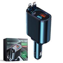120W automobilinis telefono įkroviklis su USB, Type-C ir Lightning – S8