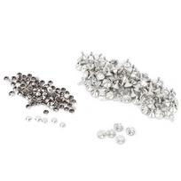 100pcs10mm Metal Rhinestones Rivets Studs Spikes Decoration(Silver edge  white Crystal)