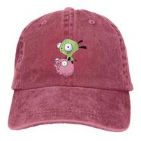 Gir Riding A Pig Invader Zim Merch Unisex Baseball Cap Distressed Cotton Hats Cap Vintage Outdoor Summer  Cap Adjustable raudona