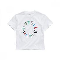 Stella Mccartney Tt8s31 Z0434 100 Round Logo Kids Short Sleeve Tee TT8S31 Z0434 100 (4A)