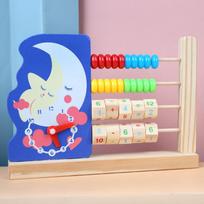 Wooden Multifunctional Animal Clock Calculation Stand Children's Time Cognition Mathematical Operation Enlightenment Early Education Toys