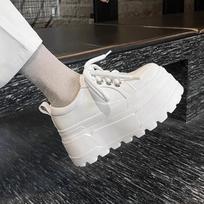 Fashion 8cm Super High Heels Microfiber Leather Autumn Casual Shoes Flat Platform Loafers Dating School Lace Up Women Pumps cosplay 36 balta