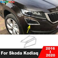 Automobilio priekinių rūko žibintų dangtelio apdailos elementas Skoda Kodiaq 2016 2017 2018 m. Chromuotas priekinių rūko žibintų rėmelio apdailos aksesuaras