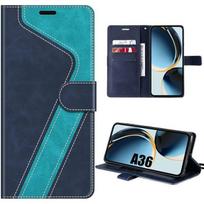 Coque pour Samsung Galaxy A36 5G, Protection Antichoc Anti-Rayures Antichoc Effet Cuir Bleu mėlyna