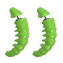 Unique Green Worm Stud Earrings Funny Prank Joke Ear Studs Trendy Caterpillar Earrings  Spoof Props