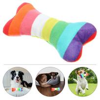 Colorful Bone Durable Dog Chew Teeth Grinding Molar Squeaky Interactive Plaything bone Large Medium Small Puppy Pet supplies (as the picture,15.00X7.30X4.00CM)
