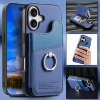 For Xiaomi 15T Pro 5G Luxury Case Anti-theft Brush Ring Holder Card Wallet Funda Xiaomi 15T Pro Case Bumper Armor Mi 15 T T15 xiaomi 15T Pro mėlyna
