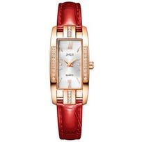 Classic vintage rectangular women's watch-rose gold case PU leather fashionable casual business quartz watch suitable daily wear raudona