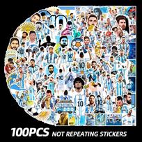 100 vnt. Messi futbolo grafiti lipdukų lagaminams, riedlentėms, vandens buteliukams ir užrašinėms 100 Unique Sheets