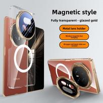 For Huawei Honor Magic V5 Case Hard PC Transparent Lens Stand Magnetic Magsafe Protective Back Cover For Magic V5 Phone Shell HONOR Magic V5 balta