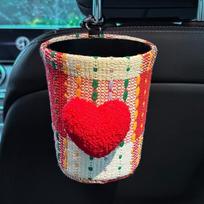 Cute Car Hanging Tissue  Bag Hanging Auto Seat Back Storage Bag  for Hanging items Trash can Red