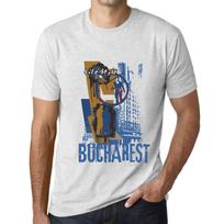 Men’s Vintage Tee Shirt Graphic T Shirt Bucharest Lifestyle Vintage White XL baltos spalvos nuo blyksnio