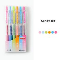 6pcs Juice Color Pens Set 0.5mm Roller Ball Multi 36 Colors Rainbow Retro Highlight Metallic Marker Liner Drawing School