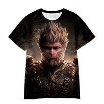 3A Action Game Black Myth Wukong Series 3D Digital Printing Casual Loose Round Neck Short Sleeved T-Shirts Men’s S brown