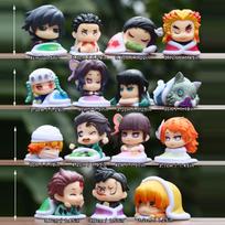 15pcs/Set Anime Demon Slayer Action Figures Sleeping Lying Nezuko Tanjirou Zenitsu Inosuke Kyoujurou Kanawo Figurine Figure Toys white