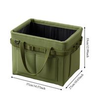 Heavy-Duty Foldable Tool Bag with Side Pocket, Large Capacity Oxford Fabric Organizer for Camping, Car Repair, Construction Work žalia