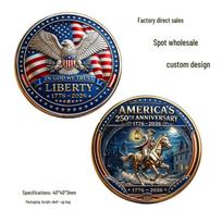 Paul Revere Night Ride 250th Anniversary Coin with Bald Eagle Design 40x40x3 mm sidabras