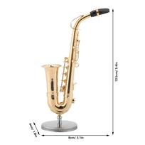 Brass Miniature Alto Saxophone Replica with Stand and Case Gold Plated Musical Instrument Model Ornaments Desk Decoration auksinė