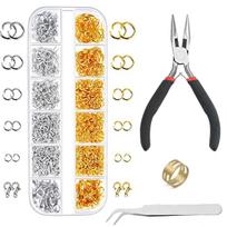 About1200pcs Gold Silver Open Jump Ring and Lobster Clasp Jewelry Accessory Set with Pliers