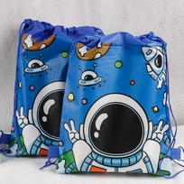4Pc Cartoon Astronaut Theme Party Drawstring Bags School Backpack Storage Bag for Kids Birthday Party Favors Back To School Gift 35.5x27cm