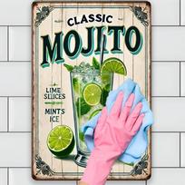 RetroTinWorks  Classic Mojito  Metal Sign | Vintage Cocktail Decor | Iron Material | Beach Houses & Themed Cafes | Mint Leaf 20x30cm（7.8x11.8inch） black