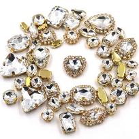 50pcs Set Glittering Multicolor Water Drop Rhinestone DIY Craft Mixed Claw Drill Buckle Crystal Buckle Handmade balta