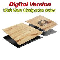 Face Plate Console Cover Anti-Scratch Plastic Hard Case Protective Shell Case Wood Grain Color for PS 5 Pro Disc/Digital Edition Disc Version