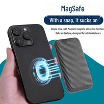 Smorss MagSafe Carbon Fiber Texture Card Wallet & Stand Universal juoda spalva