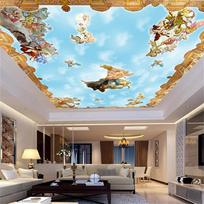 Wallpaper European Angel 3d Ceiling Mural Living Room Tv Backdrop Bedroom 3d Ceiling Wallpaper 200 cm(W) x 140 cm(H)