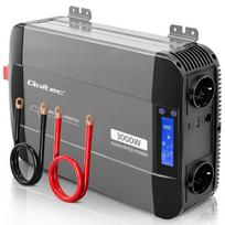 Qoltec 52690 Gryno sinusoidės keitiklis | 12 V į 230 V | 1500/3000 W | LCD | USB | USC-C | Suderinamas su LiFePO4 GEL AGM