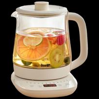 Bear Smart 1.5L stiklinis sveikatos virdulys su 12 val. laikmačiu ir 24 val. palaikymo šiltai, CN kištukas (adapteris įtrauktas) white