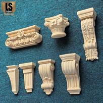 Europos stiliaus masyvmedžio kolonos kapitelis ir sijos laikiklis - Retro prancūziškas ir amerikietiškas dekoratyvinis arkinės angos ornamentas D Style 13*6*6 cm black