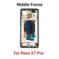 Vidurinis rėmelis Poco X7 Pro LCD priekiniam rėmeliui Korpuso rėmelis su šoniniais mygtukais Remonto dalys juoda