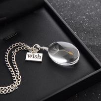 DIY Handmade Natural Dandelion Seeds and Wish Pendant Double-sided Time Dried Flower Necklace Women Long Sweater Chain United States