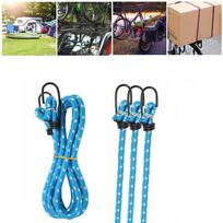 4 Pack Rubber Bungee Cords with Hooks 140cm Elastic Cord High Elasticity Heavy Duty Bungee Straps Travel and Moving Packing mėlyna