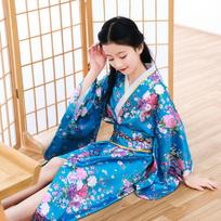 Japanese Style Children Sakura Girl Kimono Dress Kids Japanese Style Yukata Bathrobe  Travel 150-Style H