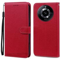 For Realme 11 Pro Case Wallet Leather Flip Cover For Realme 11 Pro+ Plus Phone Case For OPPO Realme 11 Pro Cover Fundas Coque Realme 11 Pro 5G tamsiai raudona spalva