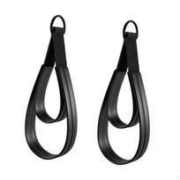 2 Pack Pilates Double Loop Straps for Reformer Comfortable Grip Workout PU Non-Slip Ankle Gym Women Black Rings