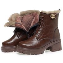 2025 Nauji Aukštos Kokybės Tikros Odos Pliušiniai Moteriški Ankle Boots Žieminiai Šilti Vilnoniai Moteriški Aukštakulniai Sniego Batai Botas Para Mujer 35