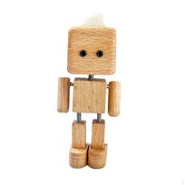 Shaking Wooden Man Figurine Car Dashboard Decor Tabletop Decoration for light brown 8.5cm
