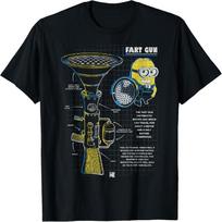 Despicable Me Minions Fart Gun Schematics Portrait T-Shirt S juoda