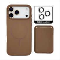 Strong Magnetic Liquid Silicone Card Bag Case For IPhone Air 16 Pro Max 17 15 Plus 14 13 12 Magsafe HD Lens Film Wallet Cover iPhone 15